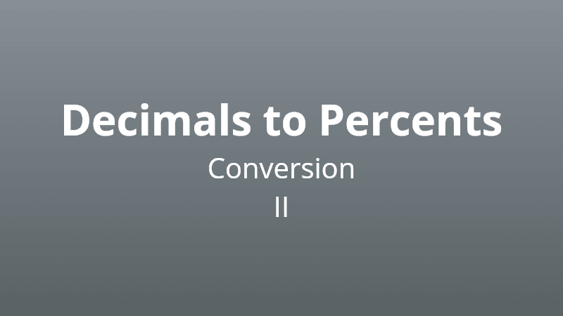 Decimals to Percents Conversion II - Math Quiz