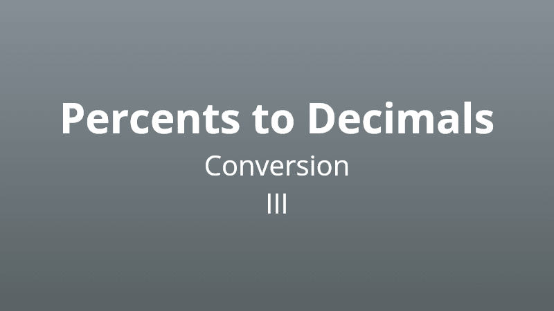 Percents to Decimals Conversion III - Math Quiz