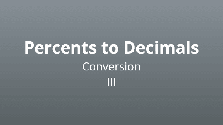 Percents to Decimals Conversion III - Math Quiz