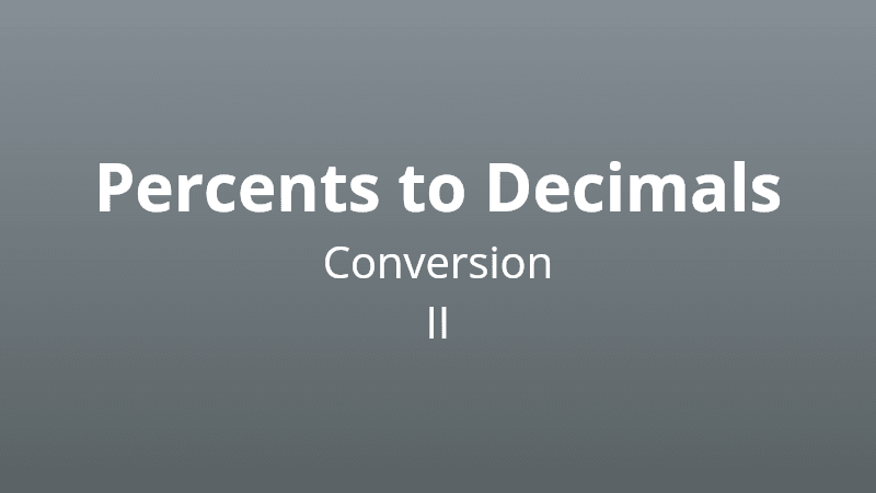 Percents to Decimals Conversion II - Math Quiz