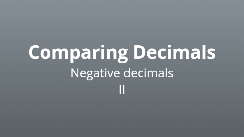 Comparing Negative Decimals II - Math Quiz