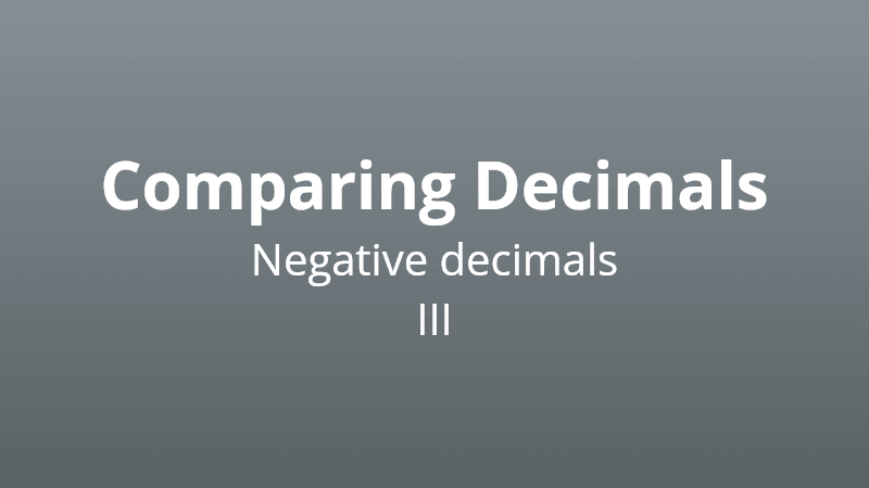 Comparing Negative Decimals III - Math Quiz