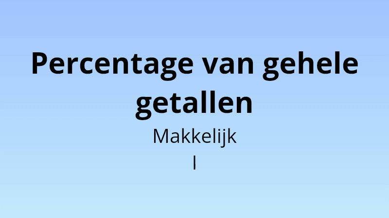 Percentage van gehele getallen - Makkelijk I - Wiskunde Quiz