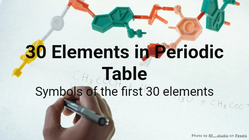 30 Elements in Periodic Table Quiz