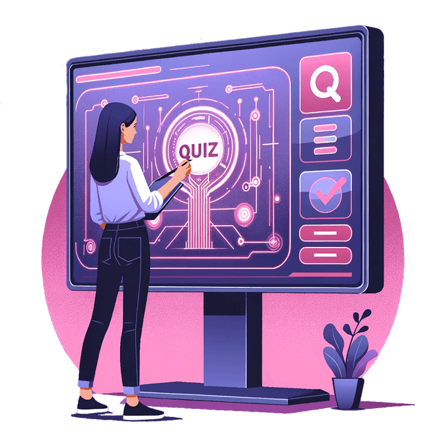 Quiz designer in front of computer