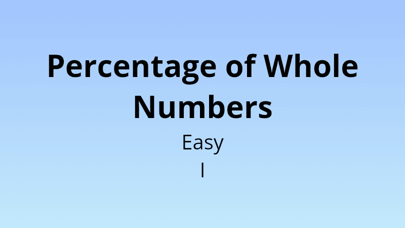 Percentage of Whole Numbers - Easy I - Math Quiz