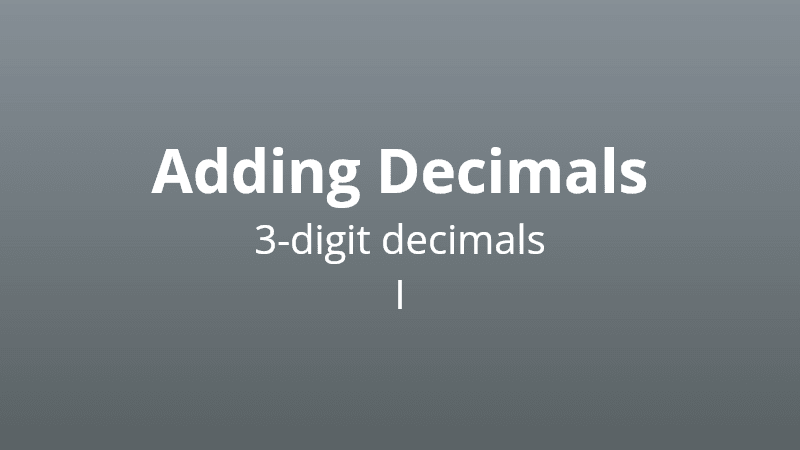 Adding 3-digit decimals I - Math Quiz