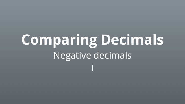 Comparing Negative Decimals