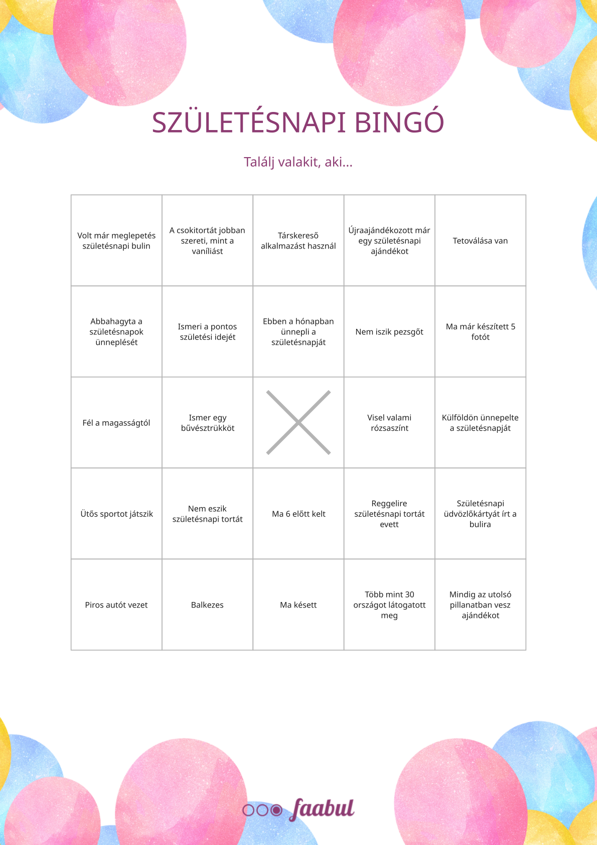 Születésnapi bingó