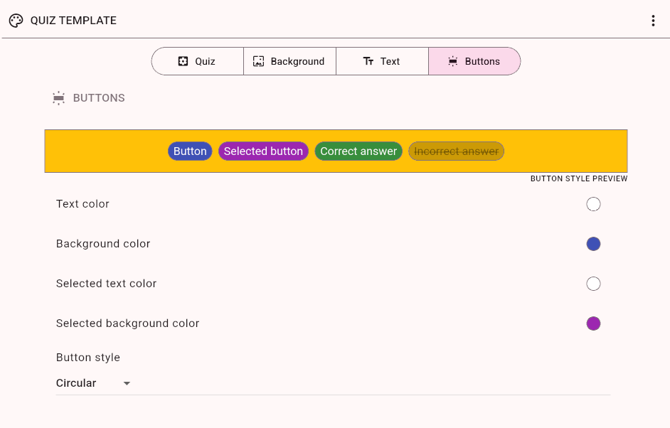 Quiz style editor