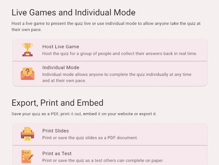 Host and share quiz dialog
